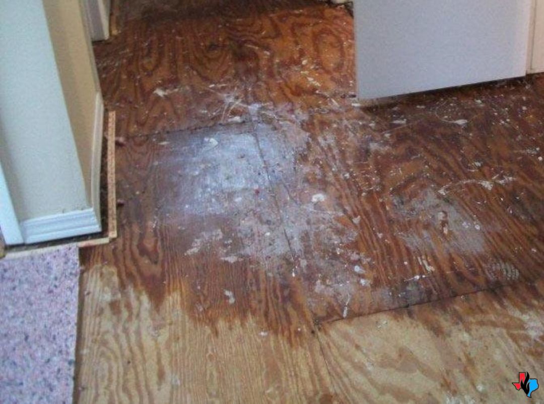 Water damage to a floor