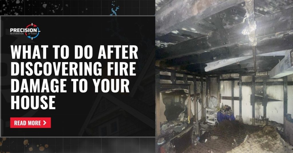 Burned interior of a house with text overlay reading 'What to Do After Discovering Fire Damage to Your House'