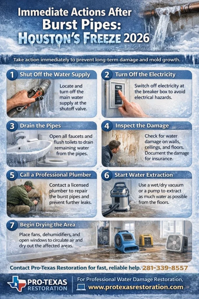 immediate action after burst pipes