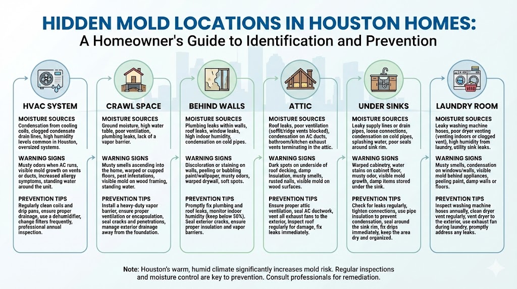Common Hidden Mold Spots in Houston Homes: HVAC, Crawl Spaces, Behind Walls