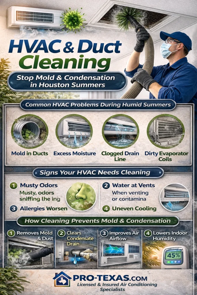 HVAC & Duct Cleaning to Stop Mold & Condensation Issues in Houston Summers