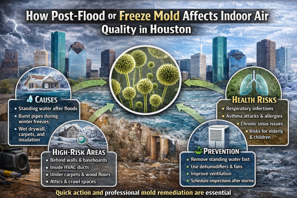 How Post-Flood or Freeze Mold Affects Indoor Air Quality in Houston