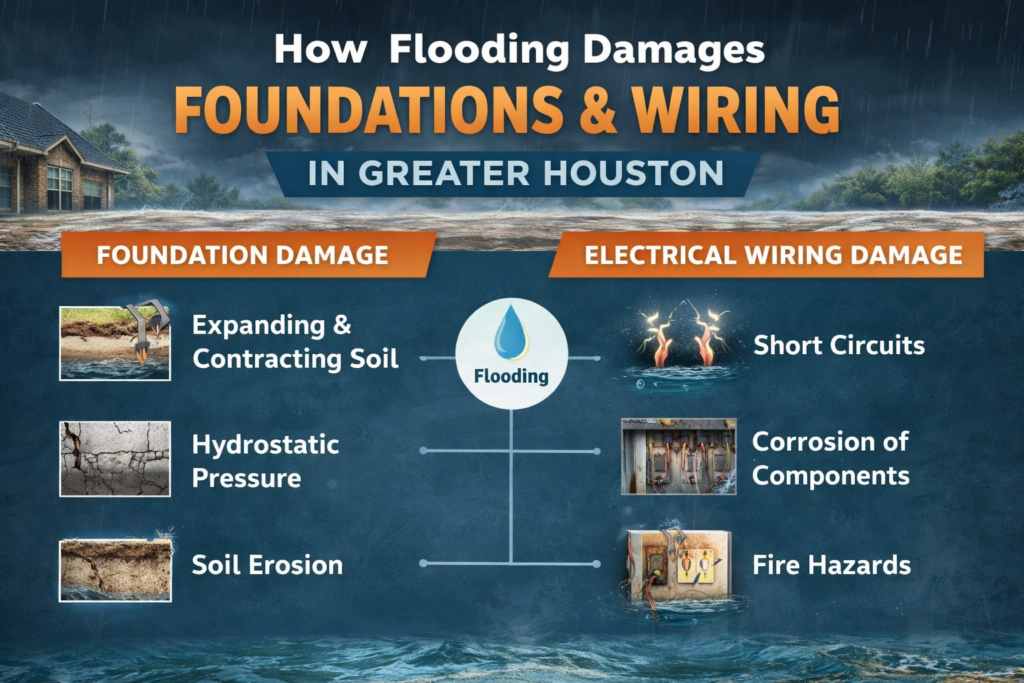 The impact of Flooding on Foundations and Wiring of the Greater Houston properties